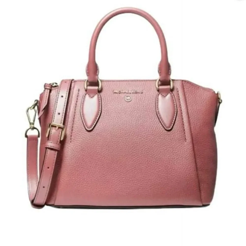 Michael Kors Sienna Medium Messenger, Rose, Pebbled Leather Satchel